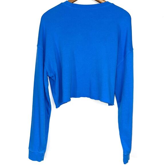 WSLY Bandier Ecosoft Tide Pool Blue Cropped Crewneck Sweatshirt Size Small - Picture 7 of 10